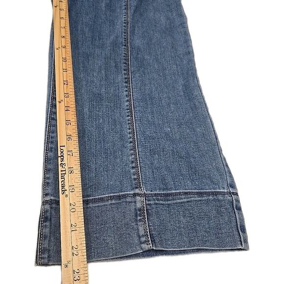 Hollister Womens Stretch Denim Wide-Leg Cropped Jumpsuit Sz S Smocked Pockets - Picture 8 of 11